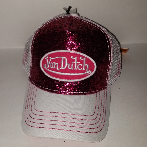 Von Dutch Pink Glitter Trucker Hat 